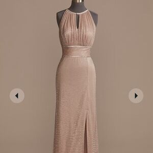 OLEG CASSINI
high-neck glitter a-line gown with keyholes
From David Bridal